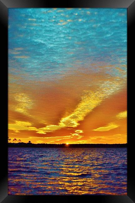 3 Layer Sunset Framed Print by Beach Bum Pics