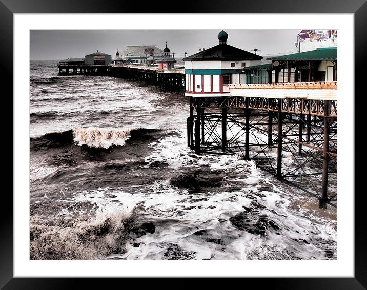 Stormy Pier Framed Mounted Print by Sally Coleman