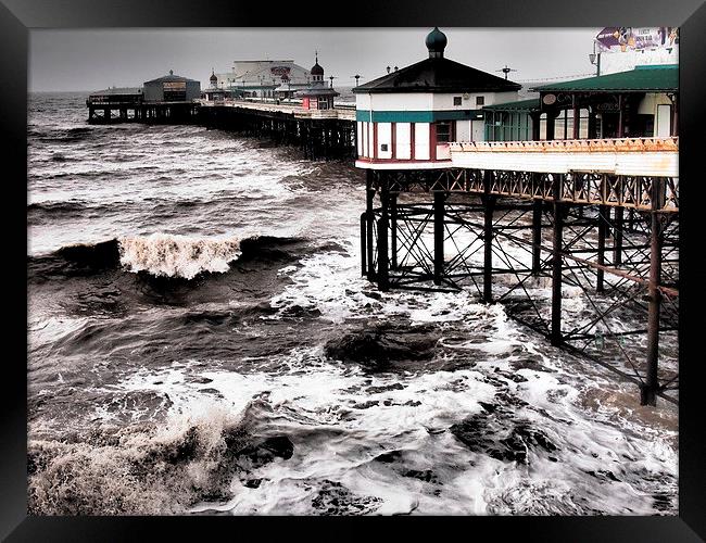 Stormy Pier Framed Print by Sally Coleman