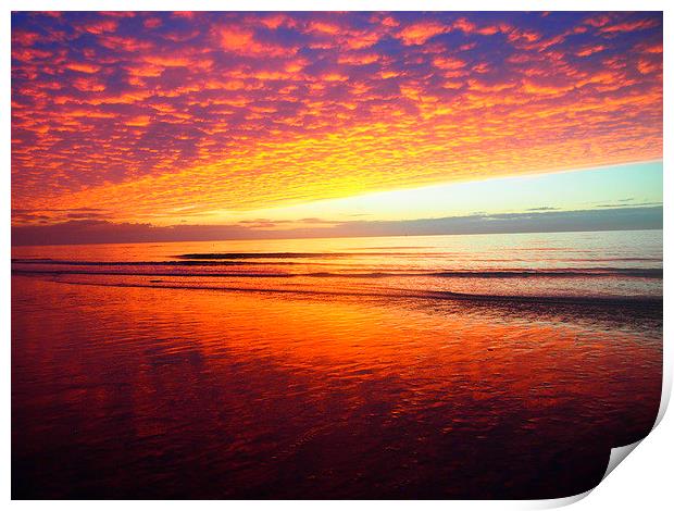 Glorious sky, West Coast Sunset Print by Sally Coleman