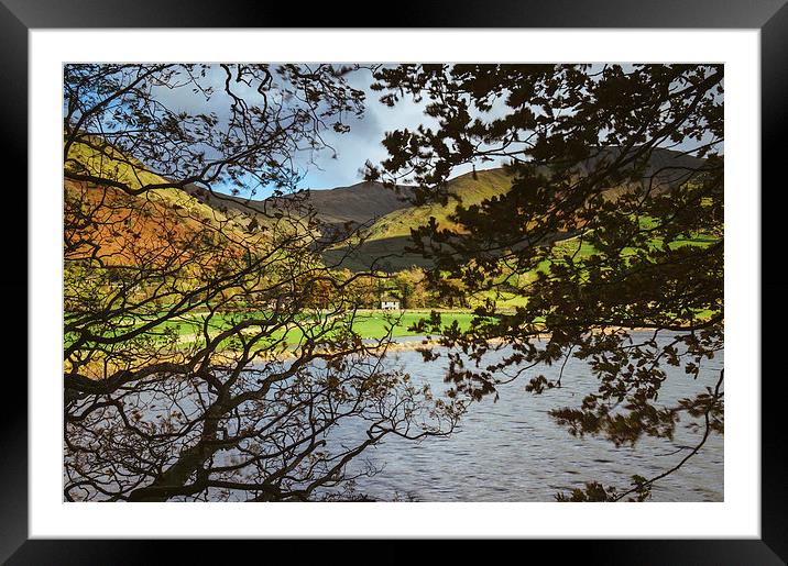 Autumnal trees and view to farmhouse on the shore  Framed Mounted Print by Liam Grant