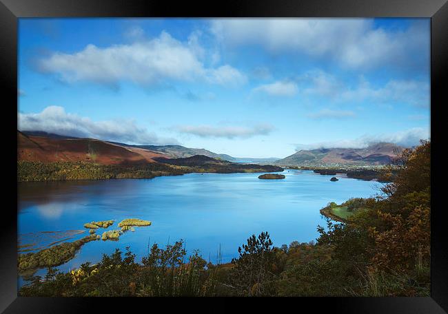 View over Derwent Water to Keswick. Framed Print by Liam Grant