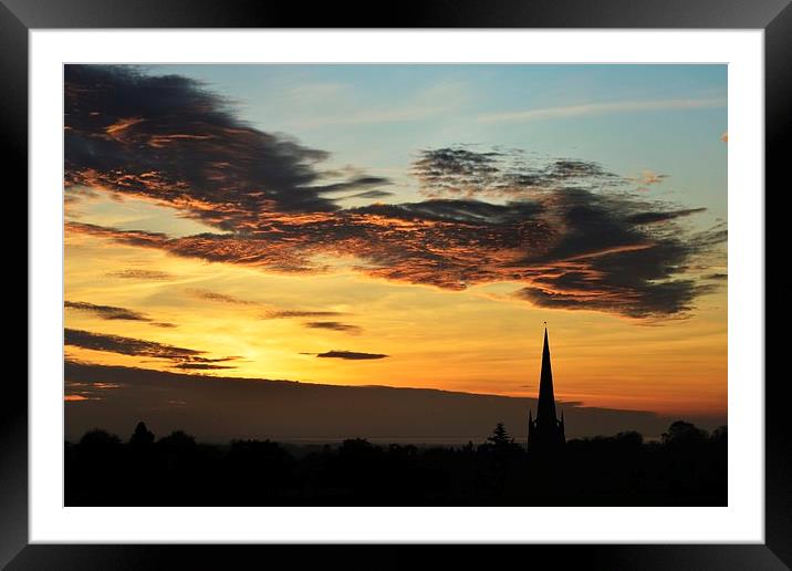 Sunset over St Mary church Framed Mounted Print by Gary Pearson