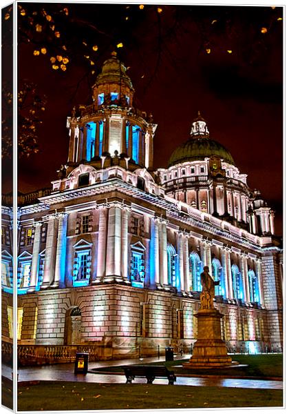 Blue Belfast City Hall Canvas Print by Peter Lennon