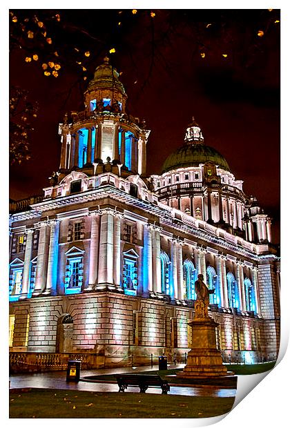 Blue Belfast City Hall Print by Peter Lennon