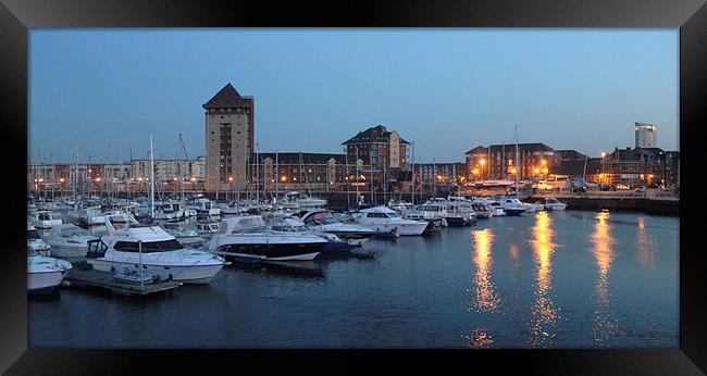 SWANSEA MARINA Framed Print by HELEN PARKER