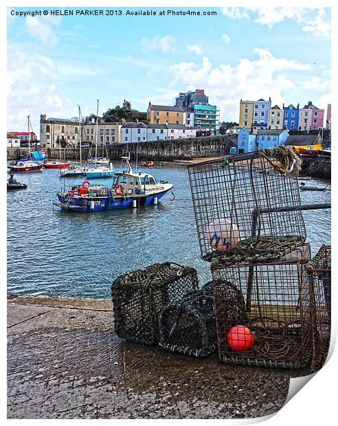 Harbour at Tenby Print by HELEN PARKER