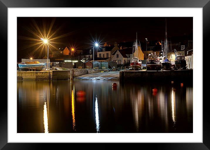 Starbursts at the Harbour Framed Mounted Print by Lorraine Paterson