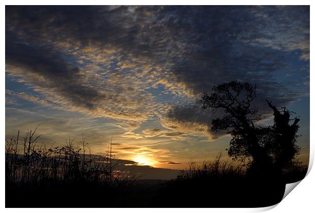 Sunset over rural Norfolk Print by Gary Pearson