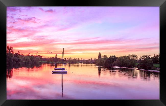 Sunset in Danson Park, Bexley Framed Print by John Ly