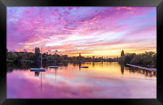 Sunset Danson Park in Bexley Framed Print by John Ly