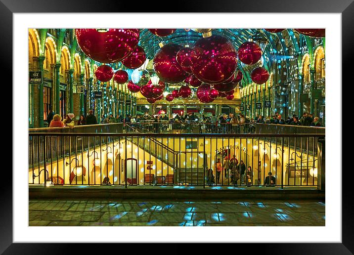 London Covent Garden - Christmas Decorations. Framed Mounted Print by John Ly
