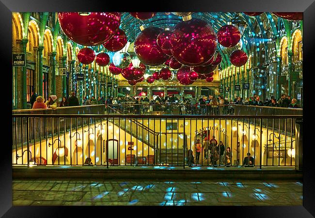 London Covent Garden - Christmas Decorations. Framed Print by John Ly