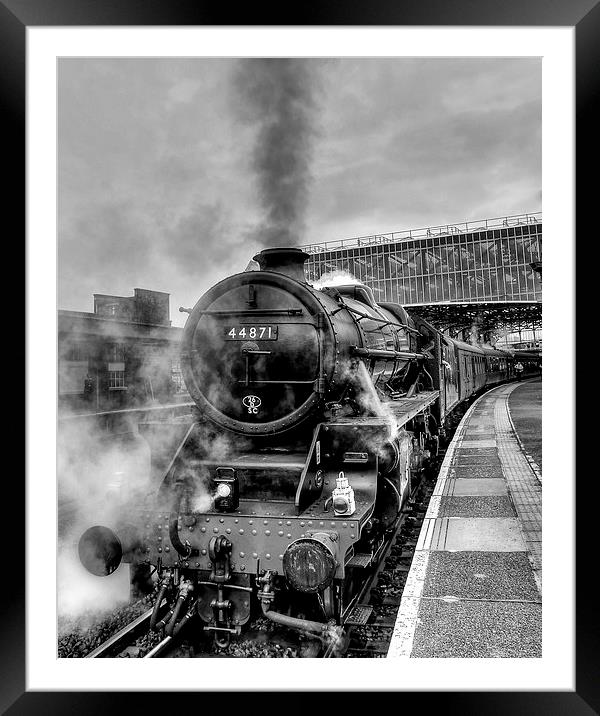 Black Five 44871 Steam Train Framed Mounted Print by Jennie Franklin