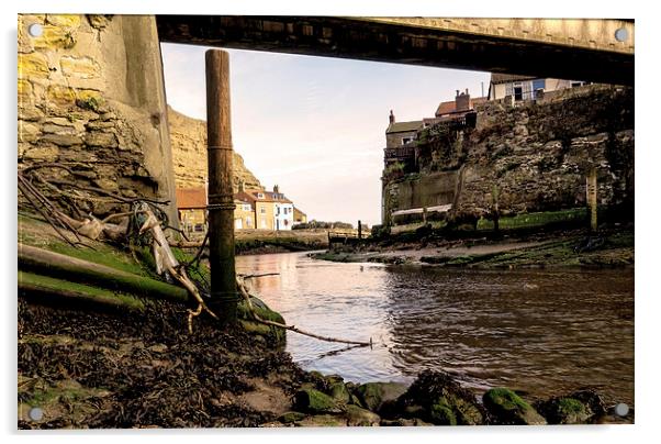 Water Under The Bridge Staithes Acrylic by keith sayer