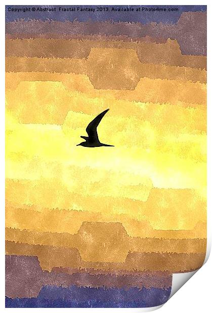 Abstract Seagull Flight Print by Abstract  Fractal Fantasy