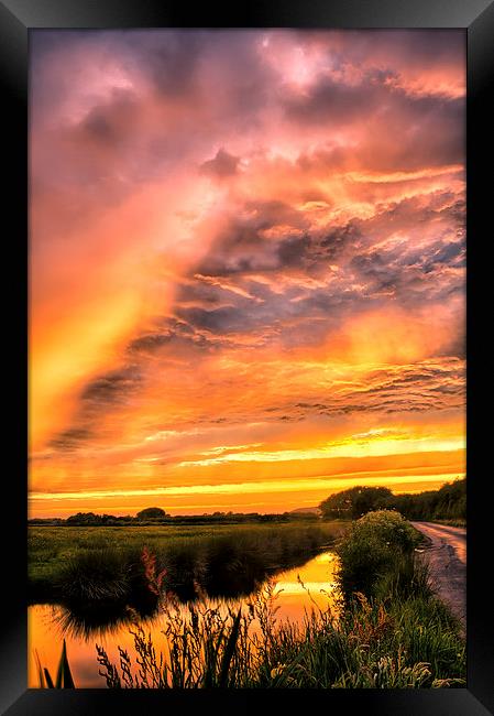 Sunset by Braunton Marsh Framed Print by Dave Wilkinson North Devon Ph