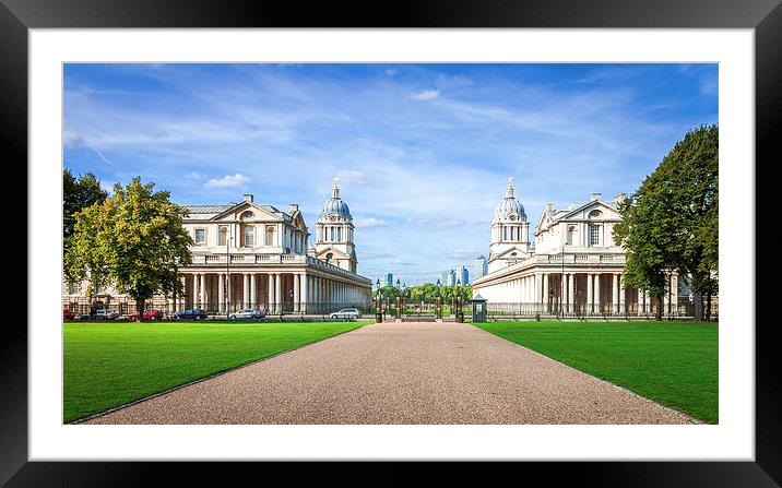 The Old Royal Naval College in Greenwich Park. Framed Mounted Print by John Ly