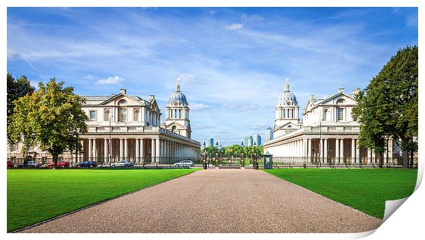 The Old Royal Naval College in Greenwich Park. Print by John Ly