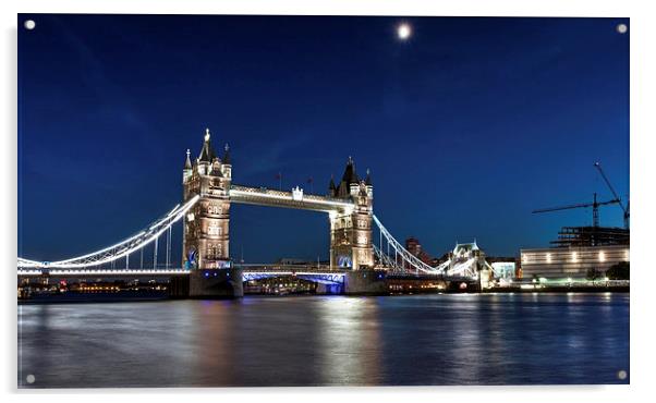 London Tower Bridge Under Moonlight Acrylic by John Ly