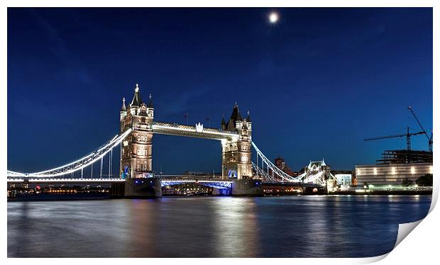 London Tower Bridge Under Moonlight Print by John Ly