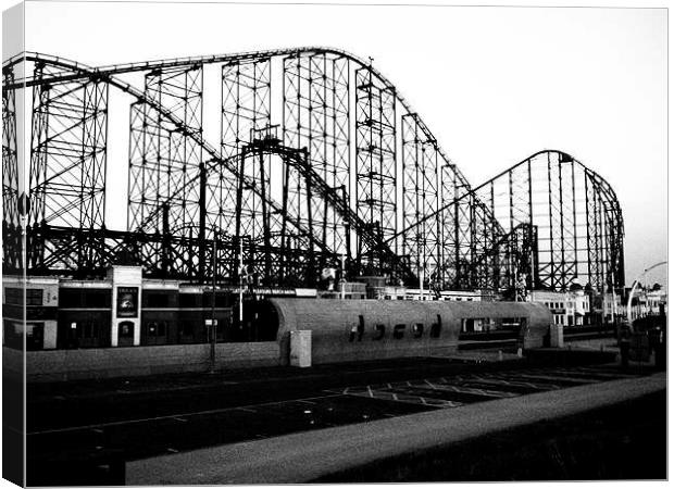 Monochrome Roller Coaster Canvas Print by Sally Coleman