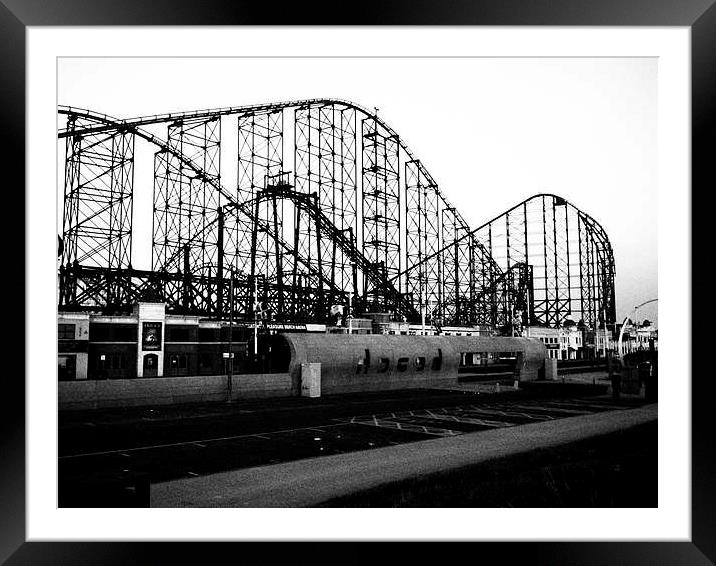 Monochrome Roller Coaster Framed Mounted Print by Sally Coleman