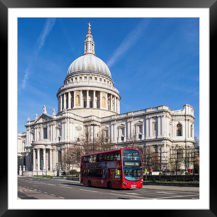 Iconic Red Bus at St Paul's Framed Mounted Print by Keith Douglas