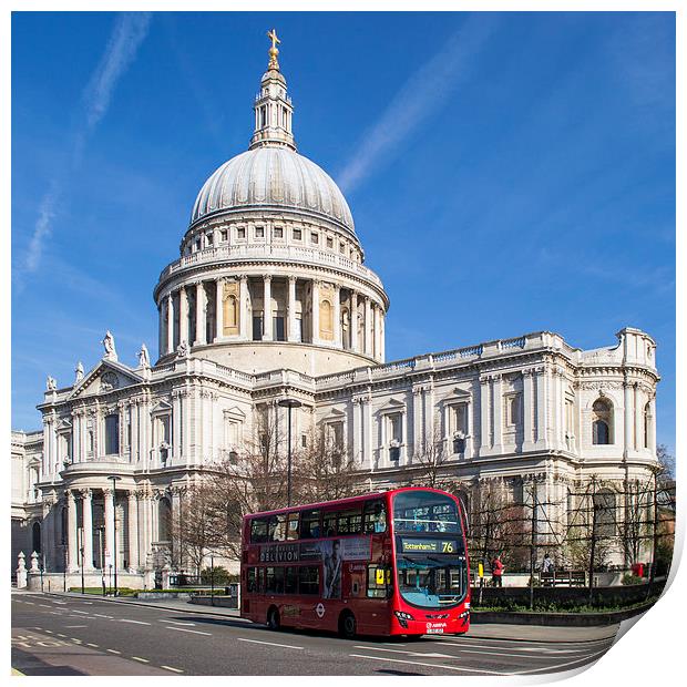 Iconic Red Bus at St Paul's Print by Keith Douglas