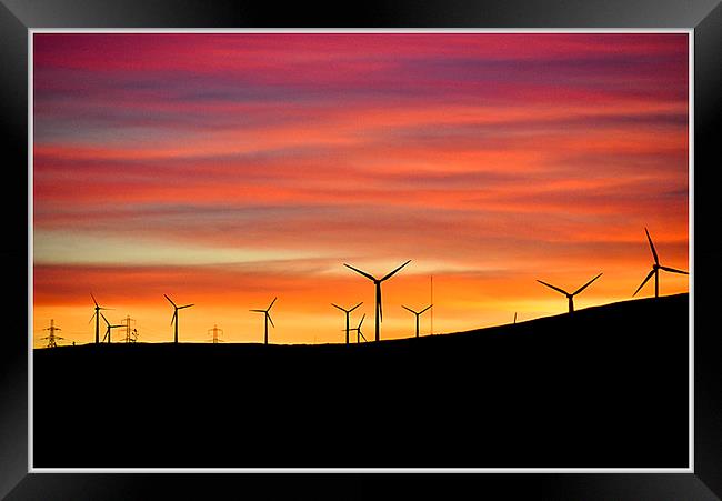 windmills at dusk Framed Print by Peter Lennon