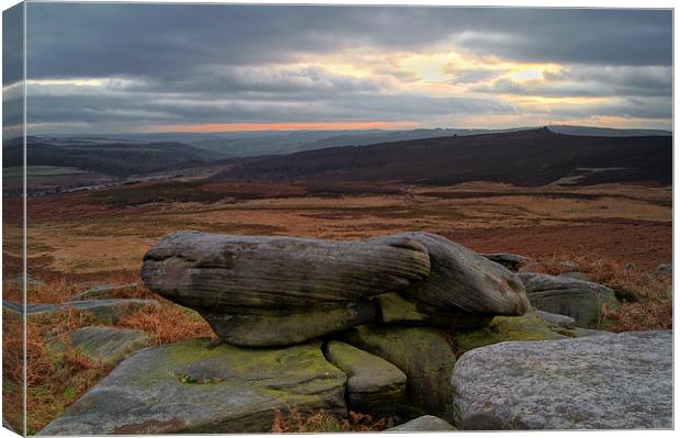 Over Owler Tor Sunset From Carl Wark Canvas Print by Darren Galpin