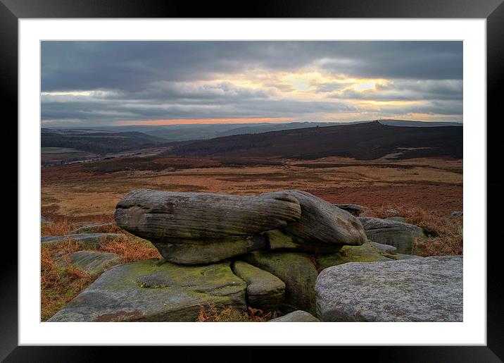 Over Owler Tor Sunset From Carl Wark Framed Mounted Print by Darren Galpin