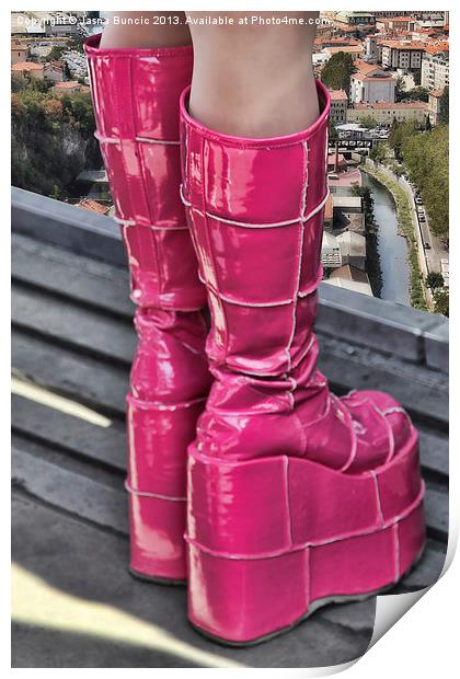 Pink Boots Print by Jasna Buncic