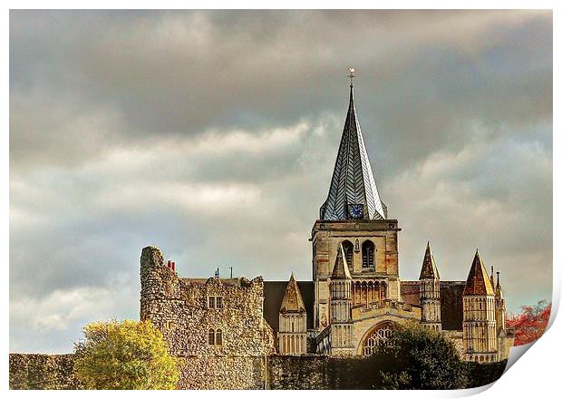 Rochester Cathedral, Afternoon Sun Print by Robert Cane