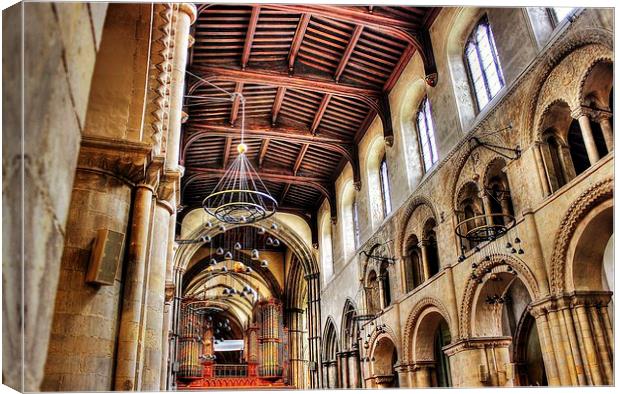 Rochester Cathedral, Interior View Canvas Print by Robert Cane