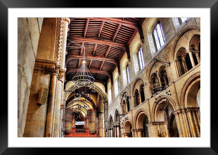 Rochester Cathedral, Interior View Framed Mounted Print by Robert Cane