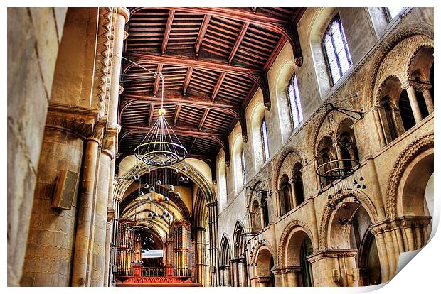 Rochester Cathedral, Interior View Print by Robert Cane