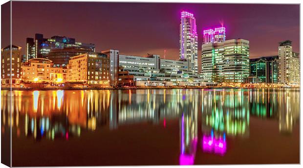 Pink Glow at Canary Wharf Canvas Print by John Ly