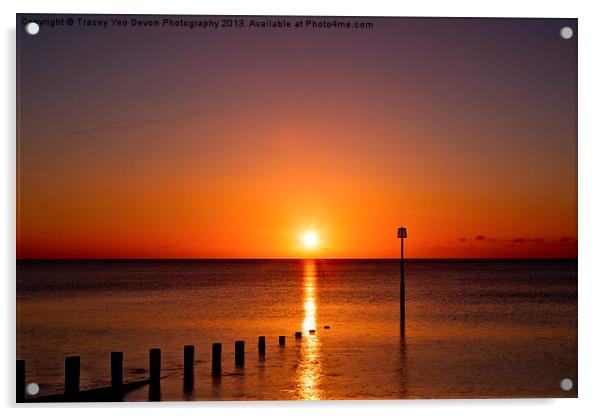 Teignmouth Beach Sunrise Acrylic by Tracey Yeo