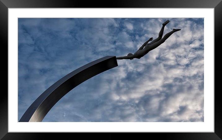 Woman in flight in Portishead Framed Mounted Print by Maggie Railton