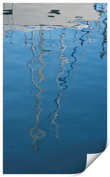 Yacht and Mast reflected Print by Maggie Railton