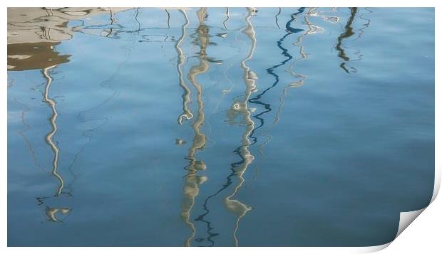 Yacht masts reflected Print by Maggie Railton