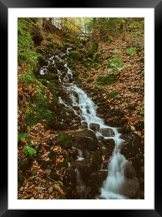 Small waterfall along the Keswick disused railway above the Rive Framed Mounted Print by Liam Grant