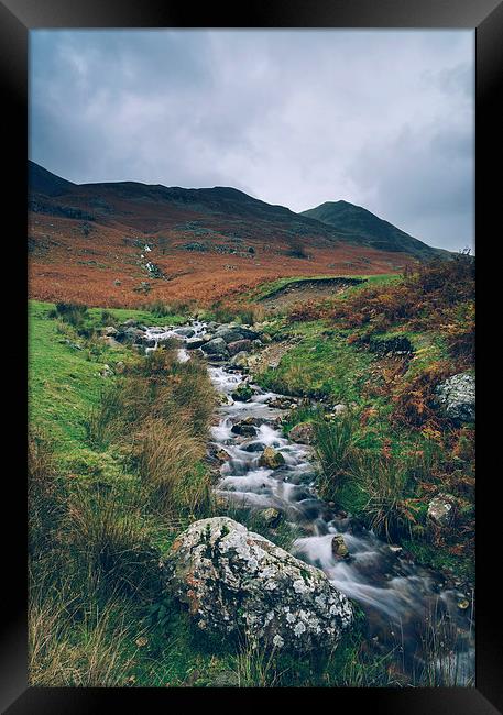 Cinnerdale Beck with Whiteless Pike beyond. Framed Print by Liam Grant