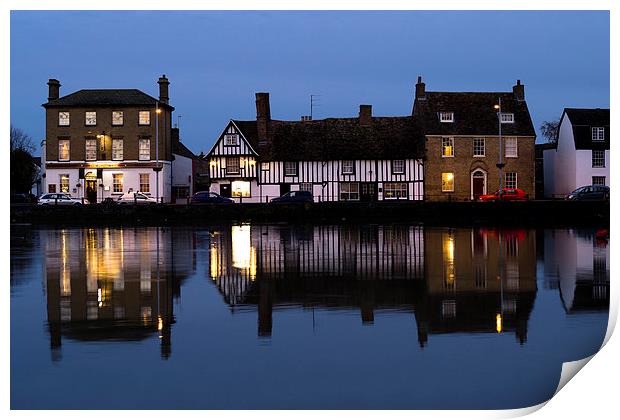 Godmanchester at dusk Print by Keith Douglas
