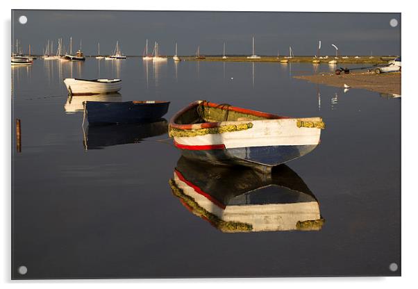 Boat reflections Acrylic by Keith Douglas