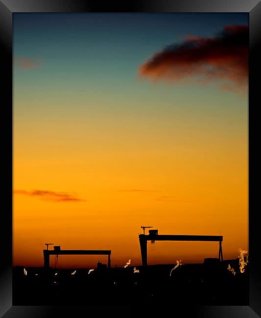 Belfast sunset. Framed Print by Pierre TORNERO