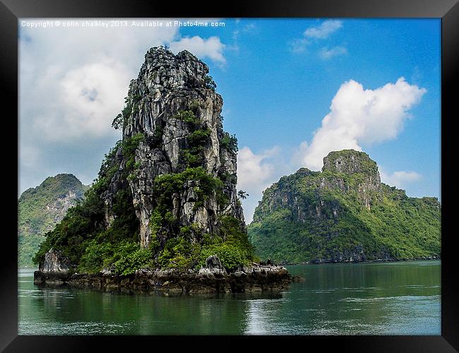 Halong Bay Rock Formation Framed Print by colin chalkley