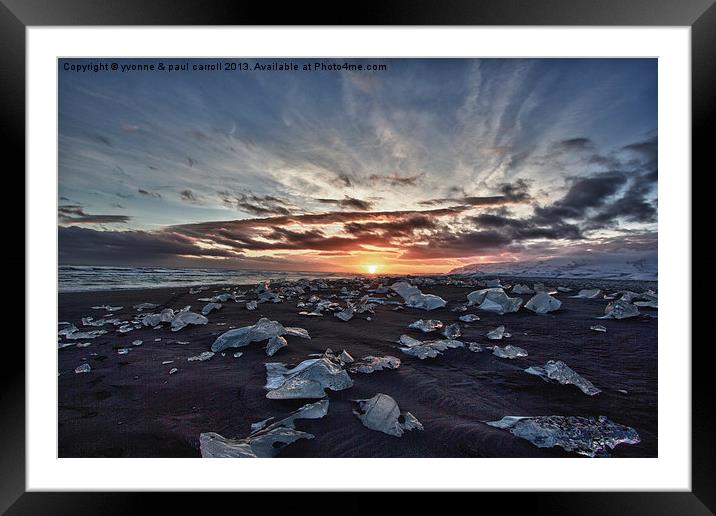 Iceberg beach at sunrise Framed Mounted Print by yvonne & paul carroll