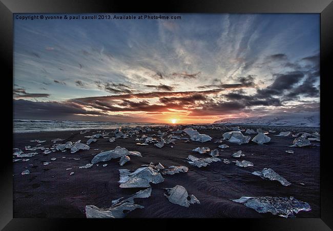 Iceberg beach at sunrise Framed Print by yvonne & paul carroll